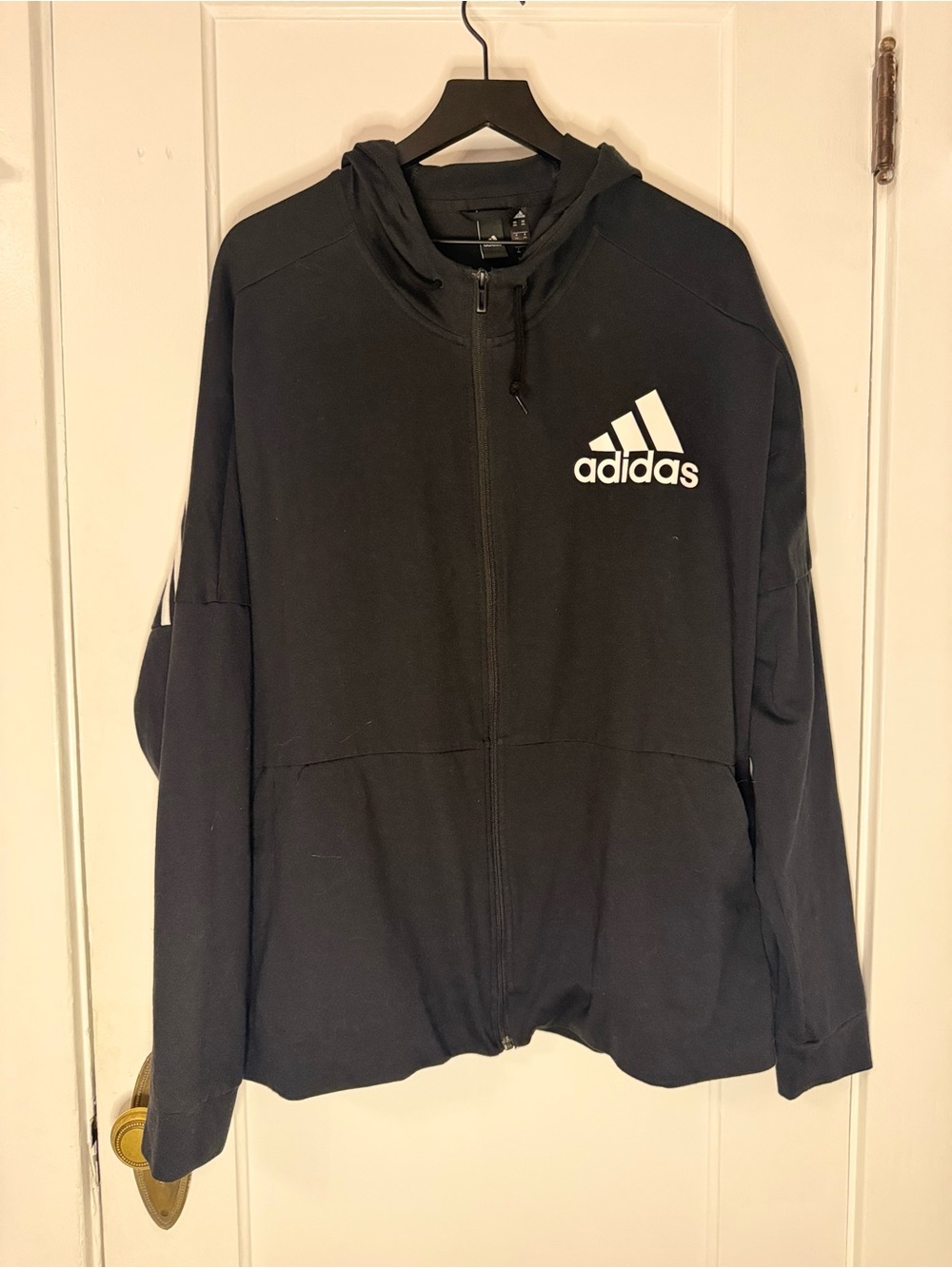 adidas Black Zip-Up Hoodie with White Logo